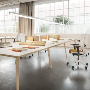 bureau de travail operatif design en bois et blanc Timber FORMA 5 mobilier professionnel